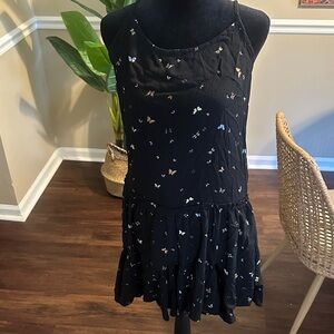 Black Butterfly Print Dress